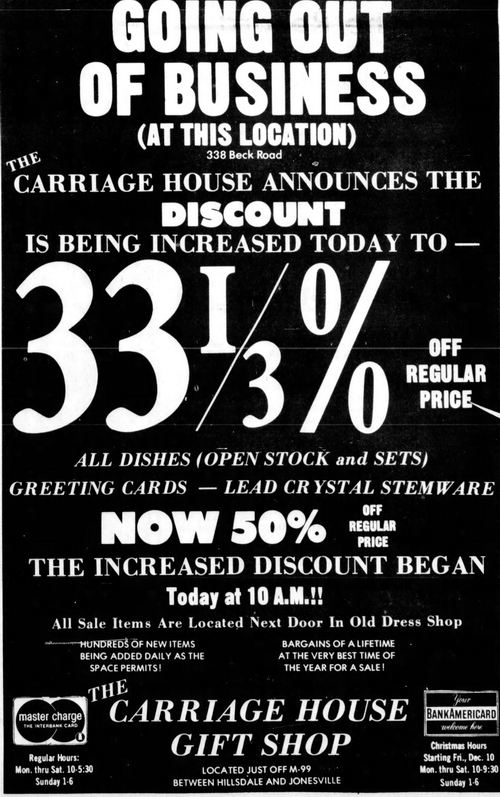 The Carriage House - Dec 8 1976 Ad
